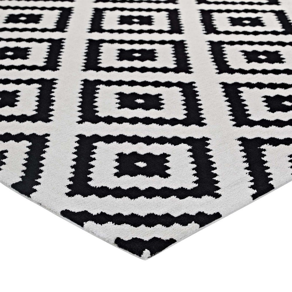 Alika Abstract Diamond Trellis 5x8 Area Rug by Modway| White