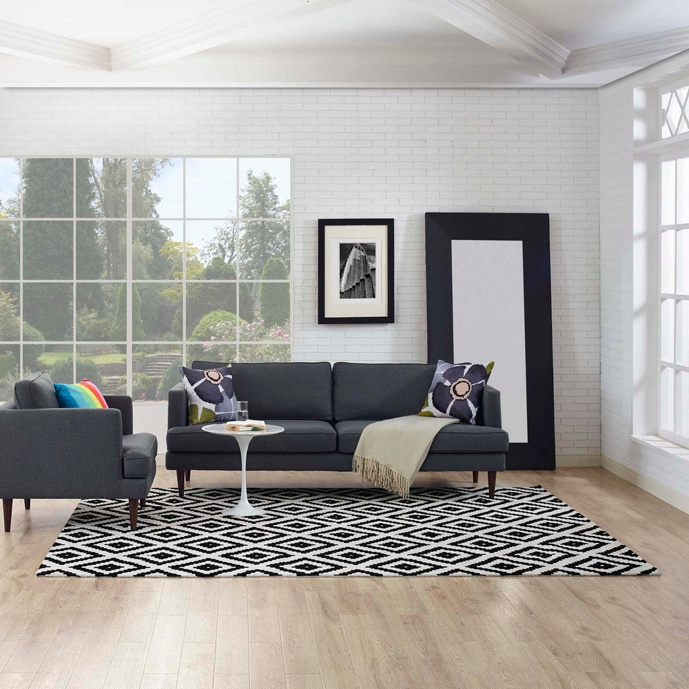Alika Abstract Diamond Trellis 8x10 Area Rug by Modway| White