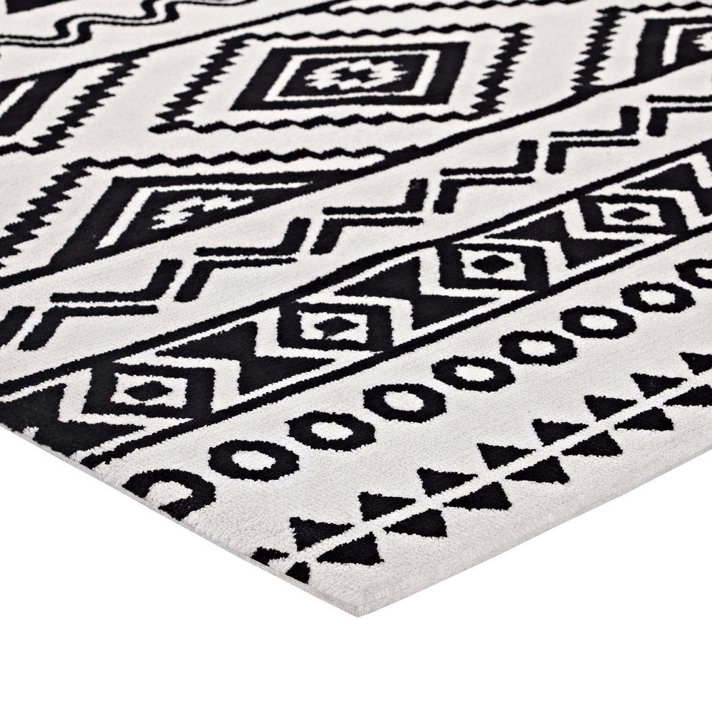 Haku Geometric Moroccan Tribal 5x8 Area Rug by Modway| White