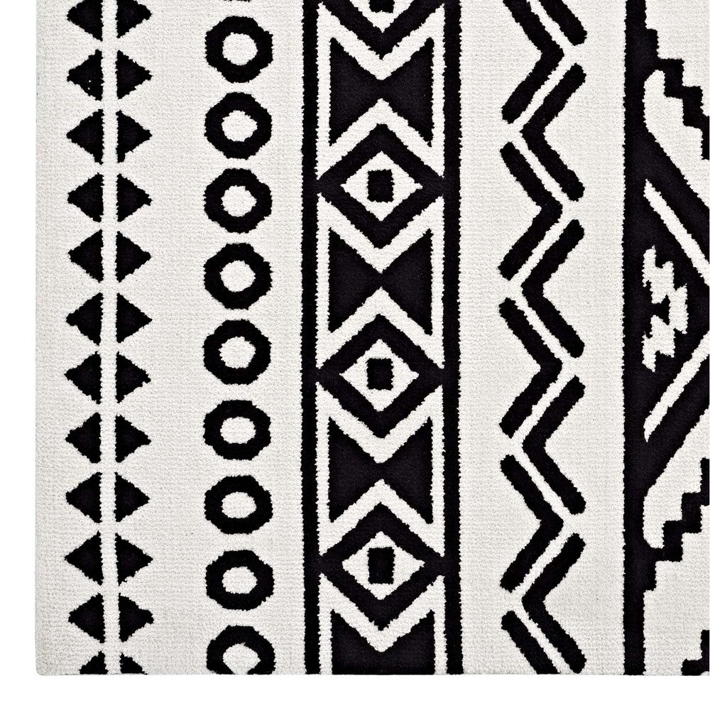Haku Geometric Moroccan Tribal 5x8 Area Rug by Modway| White