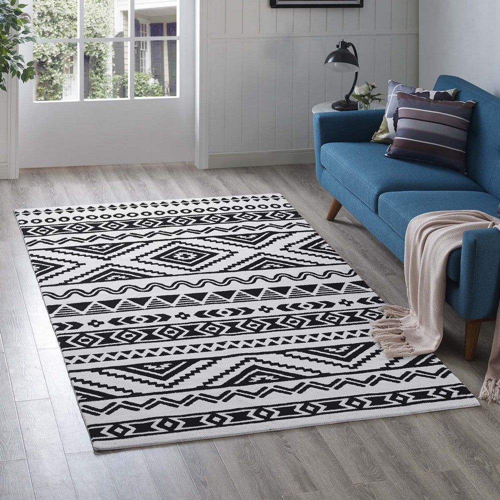 Haku Geometric Moroccan Tribal 5x8 Area Rug by Modway| White
