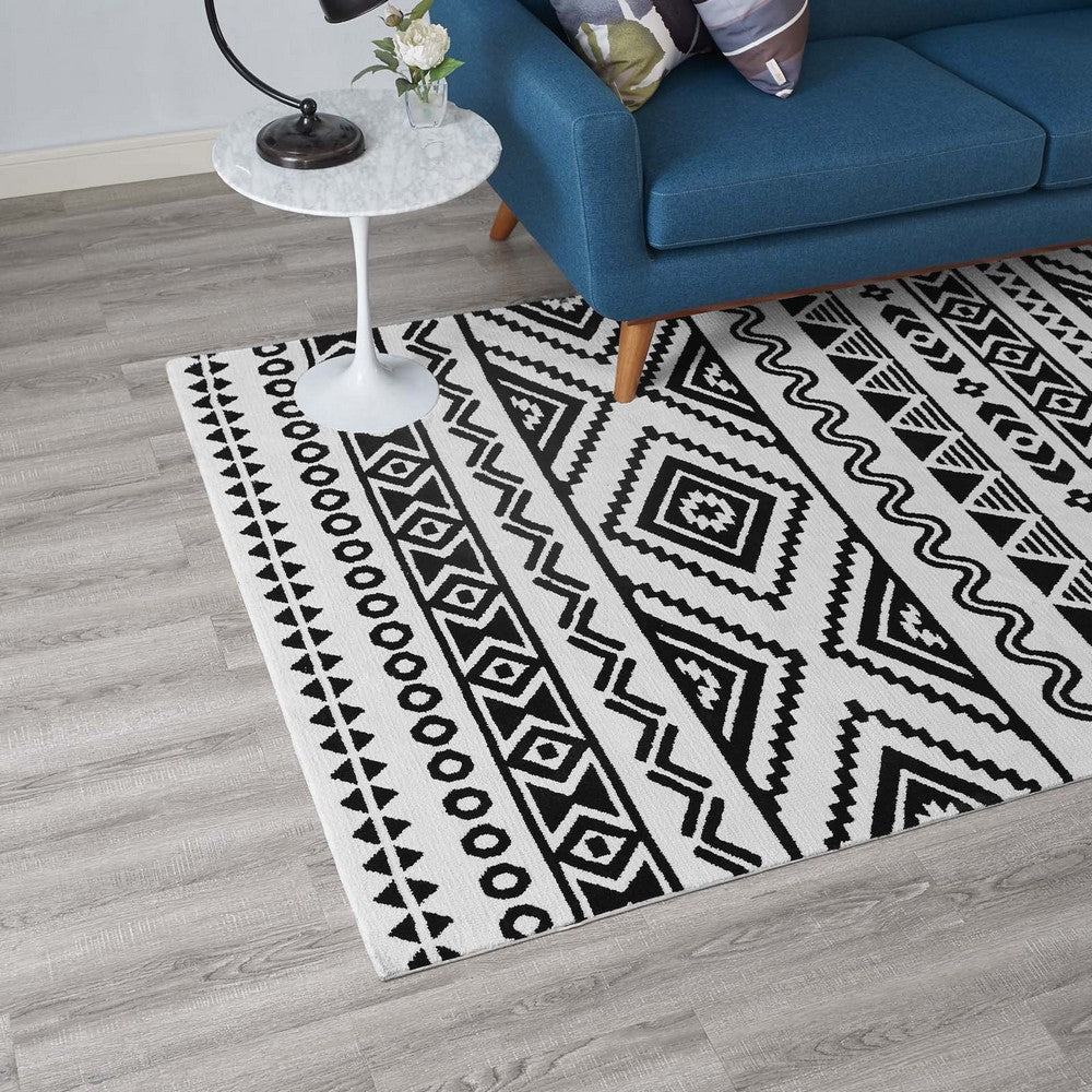 Haku Geometric Moroccan Tribal 8x10 Area Rug by Modway| White