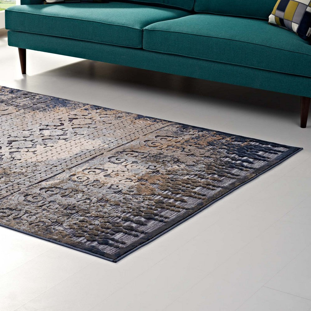 Kalene Distressed Vintage Turkish 5X8 Area Rug by Modway| Blue