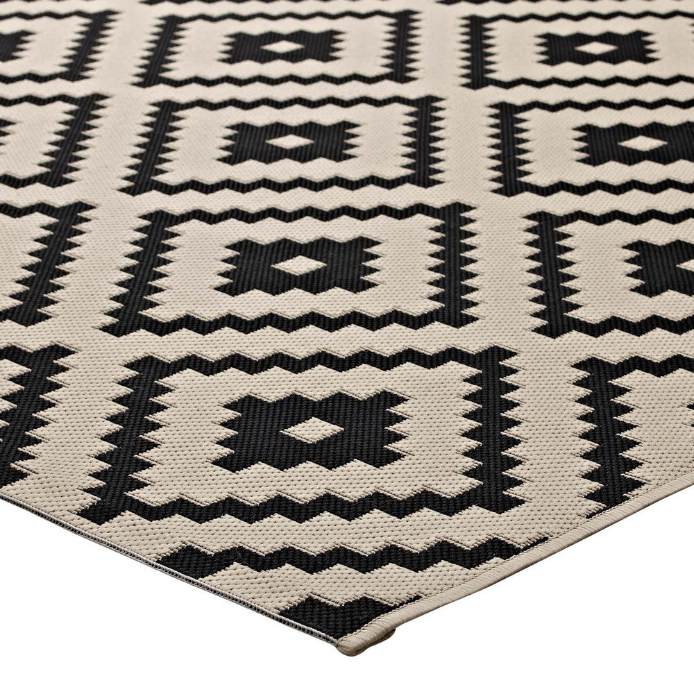 Perplex Geometric Diamond Trellis Indoor and Outdoor 8x10 Area Rug by Modway| Black