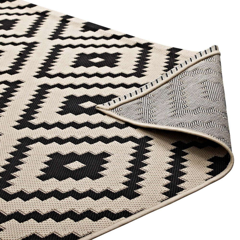 Perplex Geometric Diamond Trellis Indoor and Outdoor 8x10 Area Rug by Modway| Black