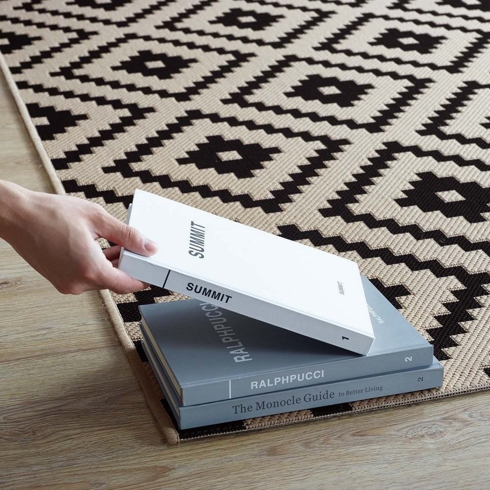 Perplex Geometric Diamond Trellis Indoor and Outdoor 8x10 Area Rug by Modway| Black