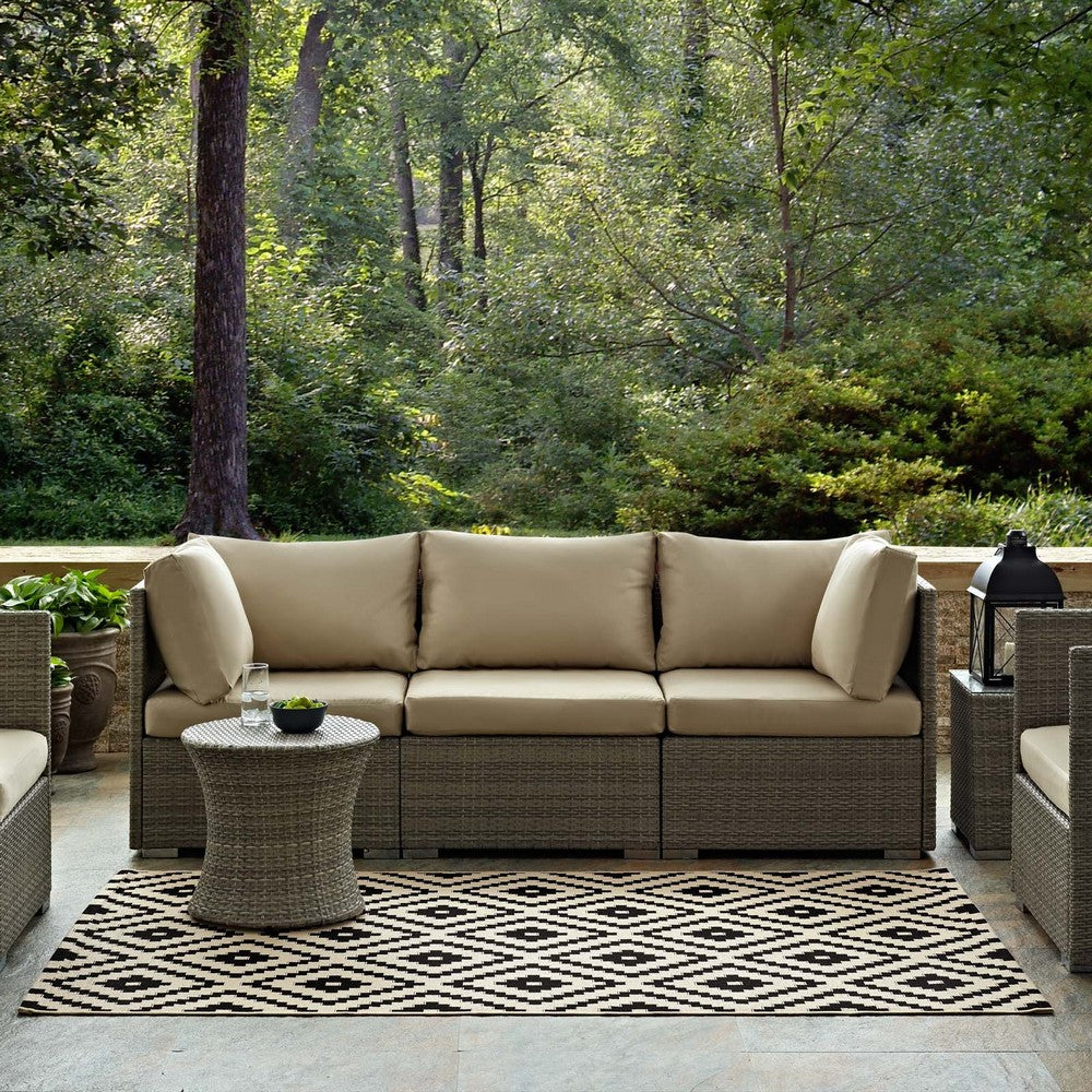 Perplex Geometric Diamond Trellis Indoor and Outdoor 8x10 Area Rug by Modway| Black