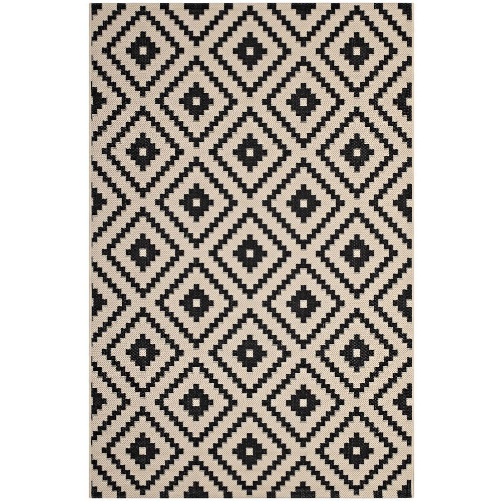 Perplex Geometric Diamond Trellis Indoor and Outdoor 8x10 Area Rug by Modway| Black