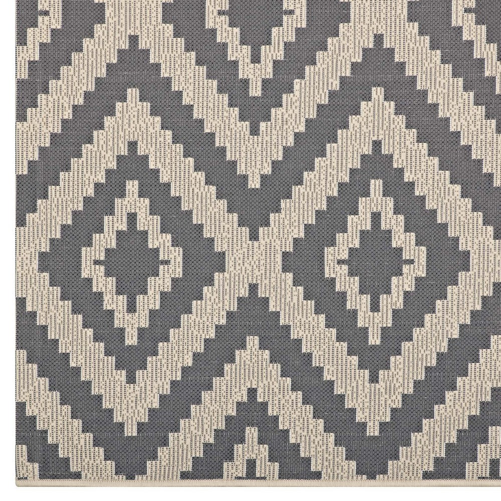 Jagged Geometric Diamond Trellis Indoor and Outdoor 8x10 Area Rug by Modway| Gray