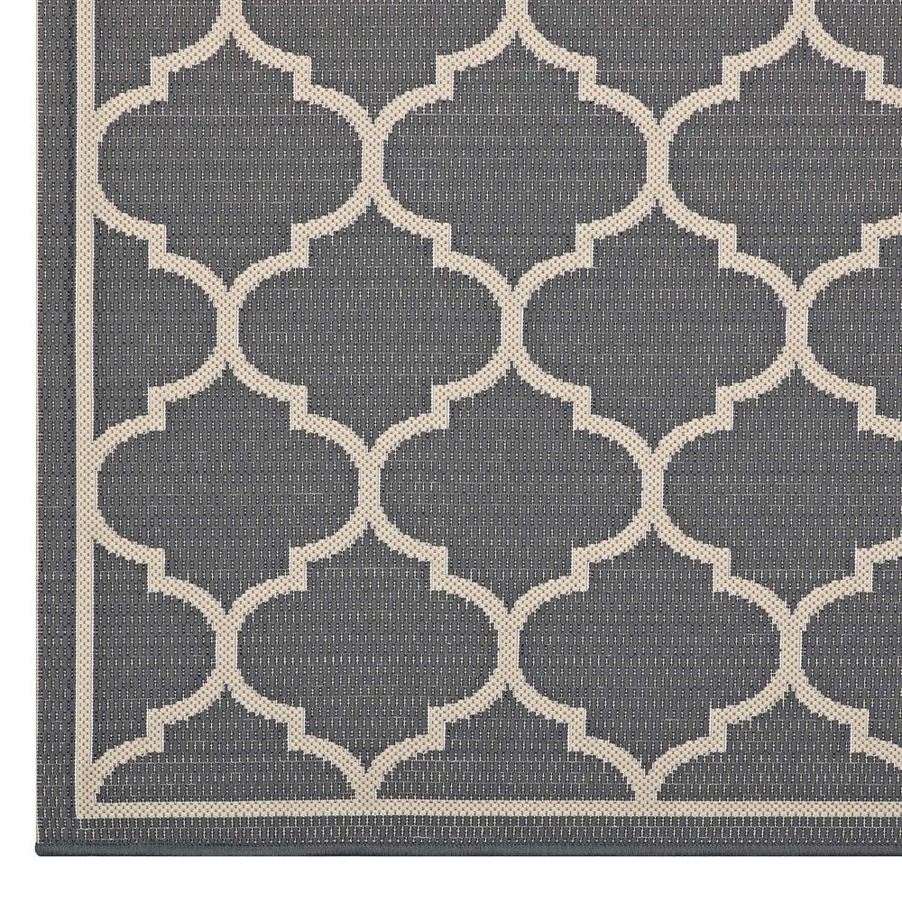 Avena Moroccan Quatrefoil Trellis Indoor and Outdoor 5x8 Area Rug by Modway| Gray