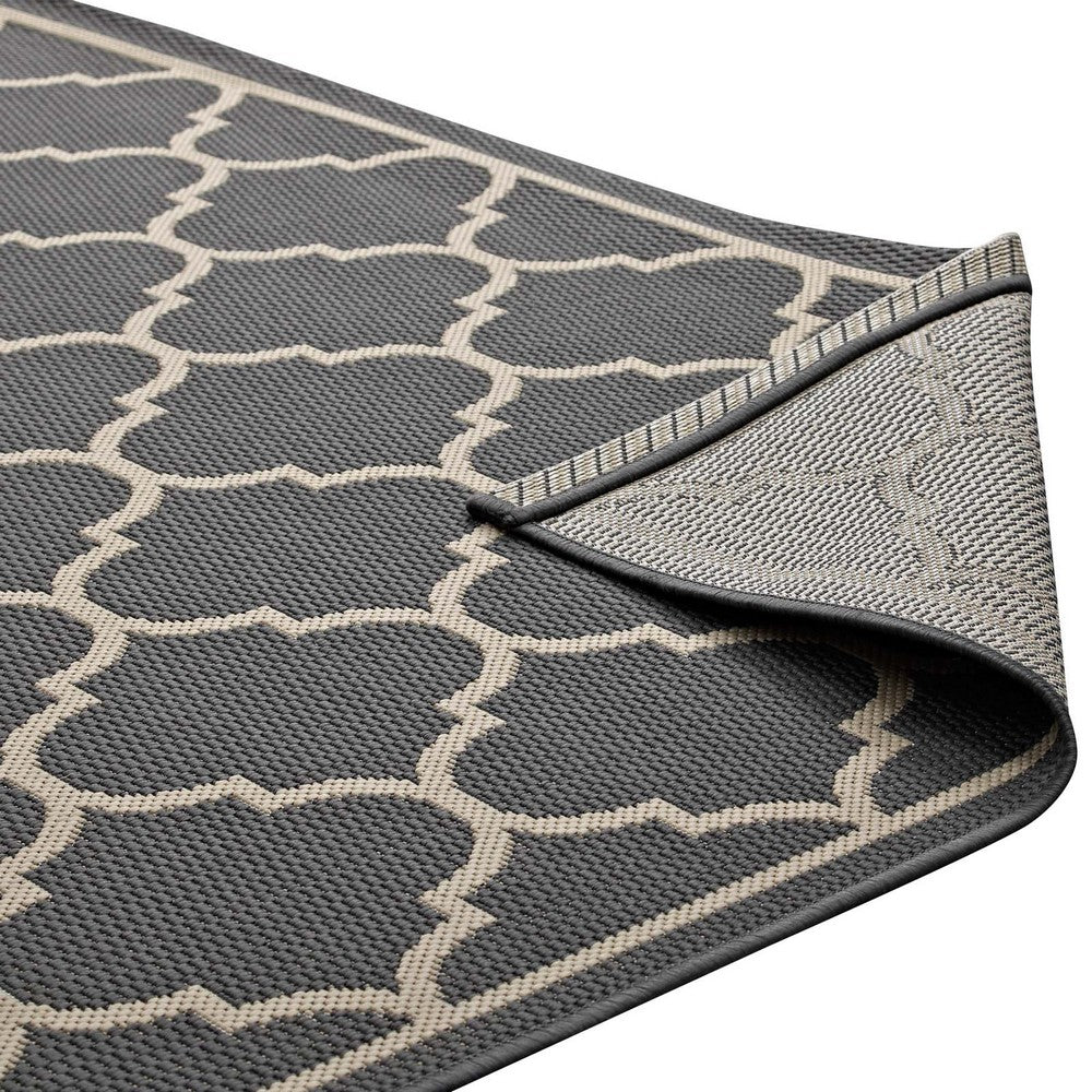 Avena Moroccan Quatrefoil Trellis Indoor and Outdoor 5x8 Area Rug by Modway| Gray