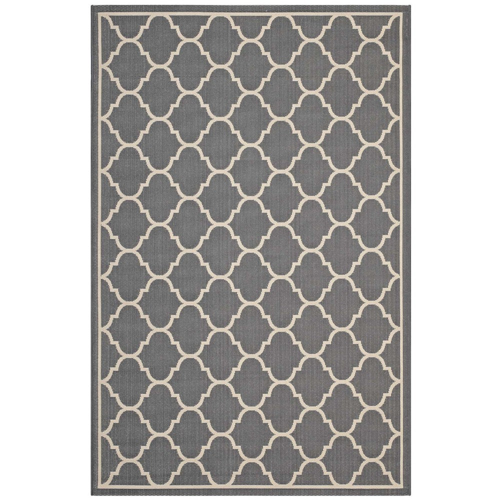 Avena Moroccan Quatrefoil Trellis Indoor and Outdoor 5x8 Area Rug by Modway| Gray