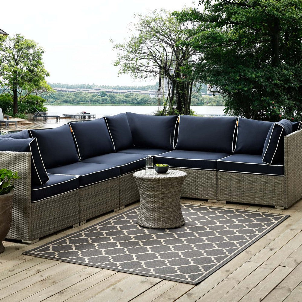 Avena Moroccan Quatrefoil Trellis Indoor and Outdoor 5x8 Area Rug by Modway| Gray