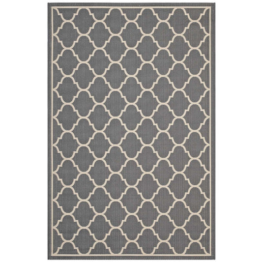Modway Avena Moroccan Quatrefoil Trellis 8x10 Indoor and Outdoor Area Rug |No Shipping Charges