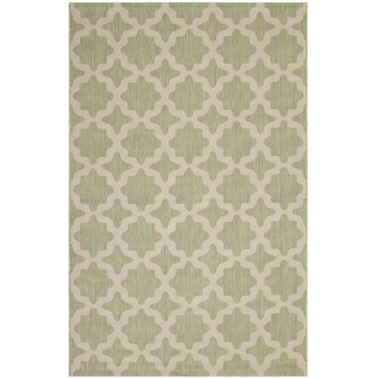 Modway Cerelia Moroccan Trellis 5x8 Indoor and Outdoor In Beige and Light Green