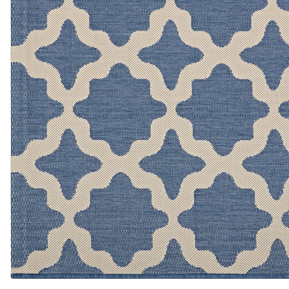 Cerelia Moroccan Trellis Indoor and Outdoor 8x10 Area Rug by Modway| Blue