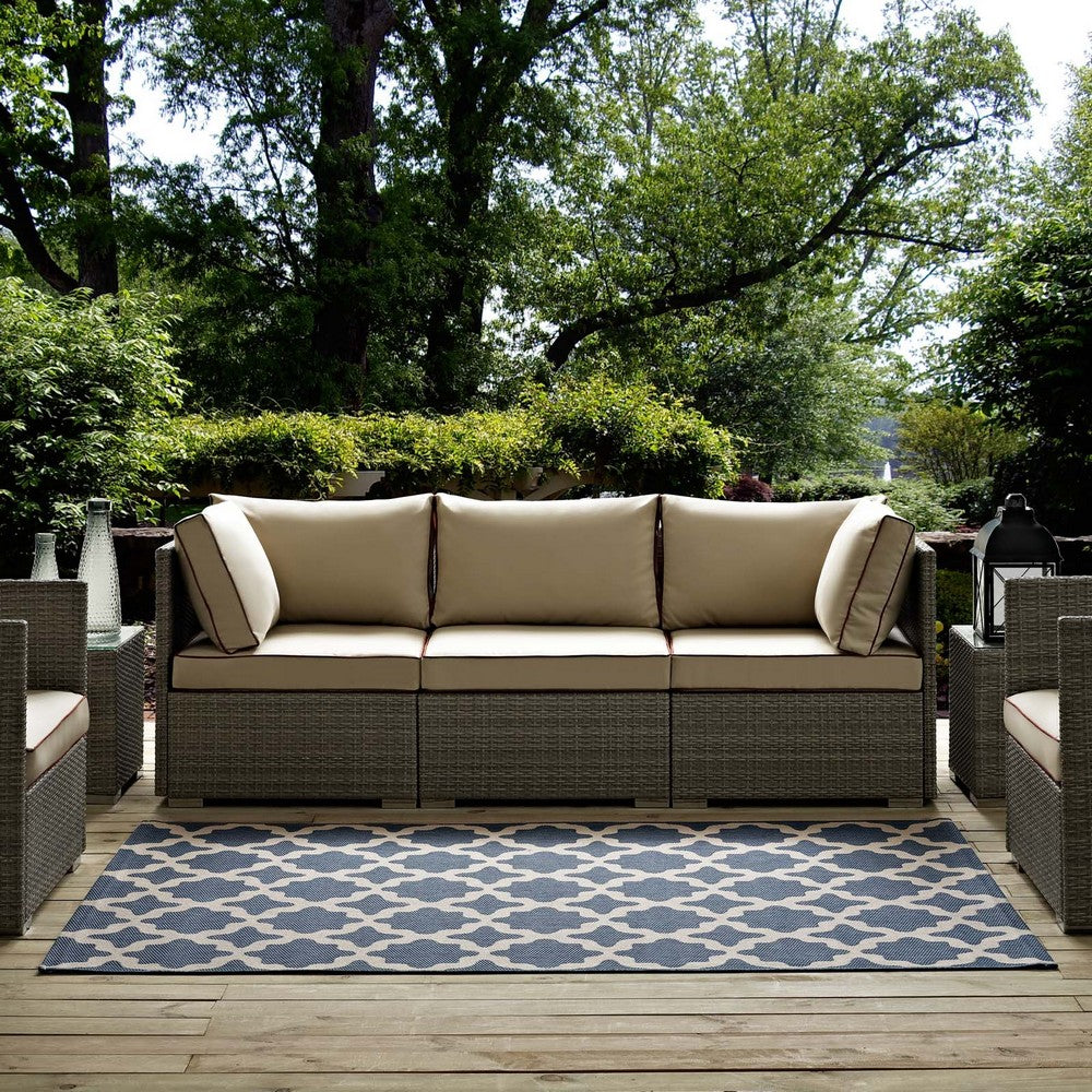 Cerelia Moroccan Trellis Indoor and Outdoor 8x10 Area Rug by Modway| Blue