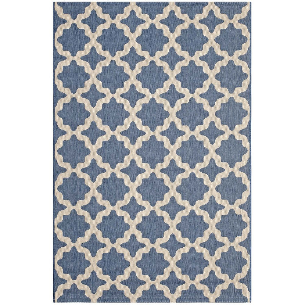 Cerelia Moroccan Trellis Indoor and Outdoor 8x10 Area Rug by Modway| Blue