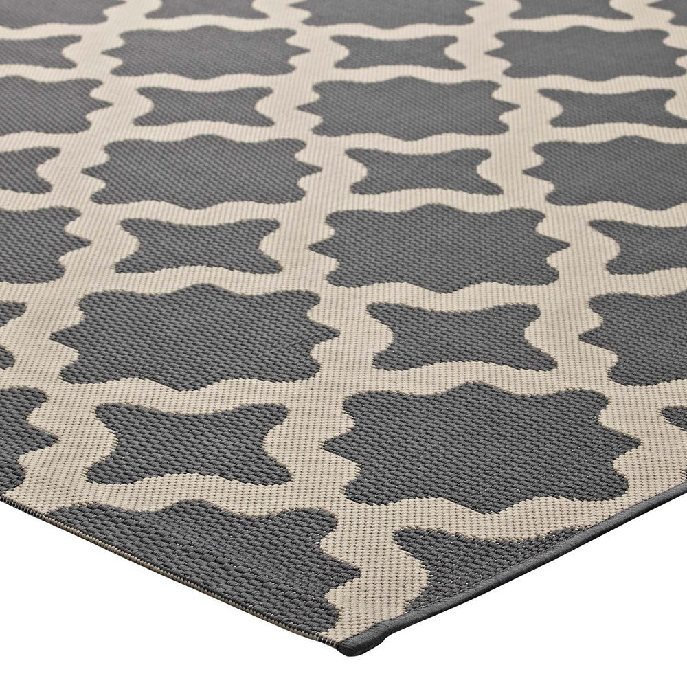 Cerelia Moroccan Trellis Indoor and Outdoor 5x8 Area Rug by Modway| Gray