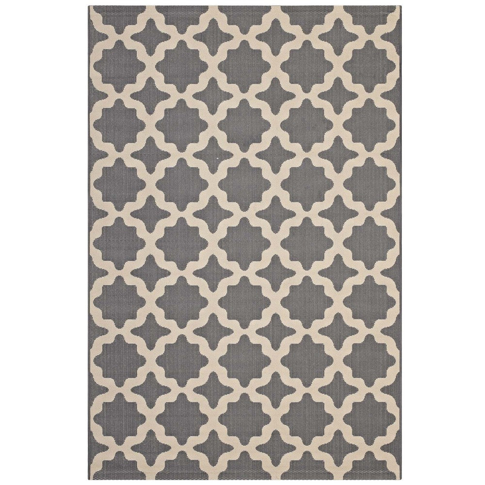 Cerelia Moroccan Trellis Indoor and Outdoor 5x8 Area Rug by Modway| Gray