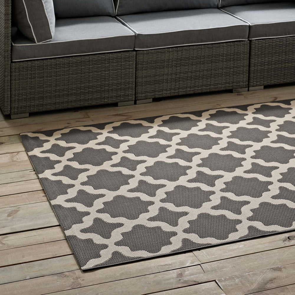 Cerelia Moroccan Trellis Indoor and Outdoor 5x8 Area Rug by Modway| Gray