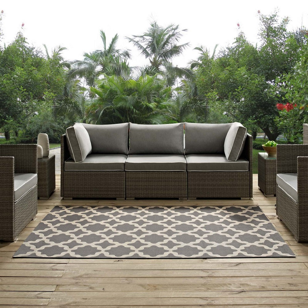 Cerelia Moroccan Trellis Indoor and Outdoor 8x10 Area Rug by Modway| Gray