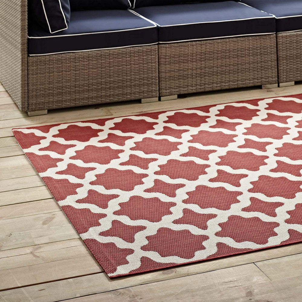 Cerelia Moroccan Trellis Indoor and Outdoor 5x8 Area Rug by Modway| Red