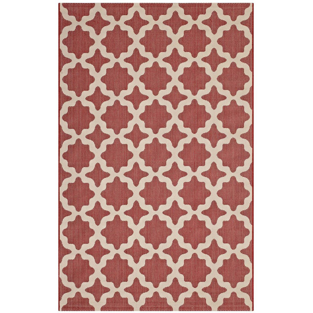 Cerelia Moroccan Trellis Indoor and Outdoor 5x8 Area Rug by Modway| Red