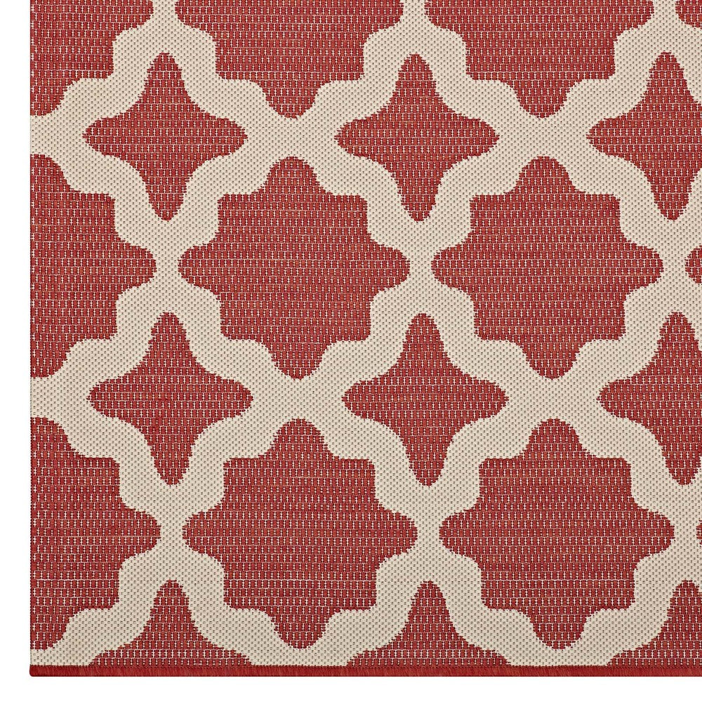 Cerelia Moroccan Trellis Indoor and Outdoor 8x10 Area Rug by Modway| Red