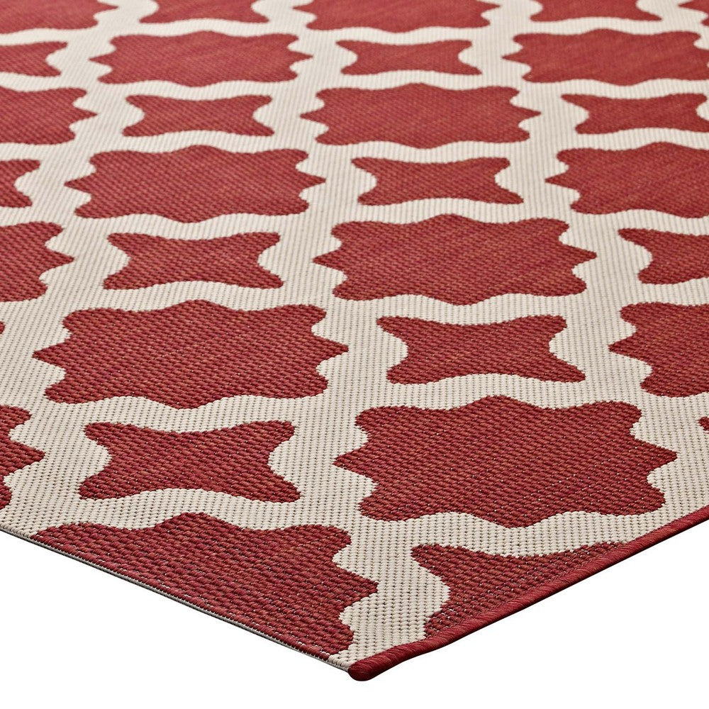 Cerelia Moroccan Trellis Indoor and Outdoor 8x10 Area Rug by Modway| Red