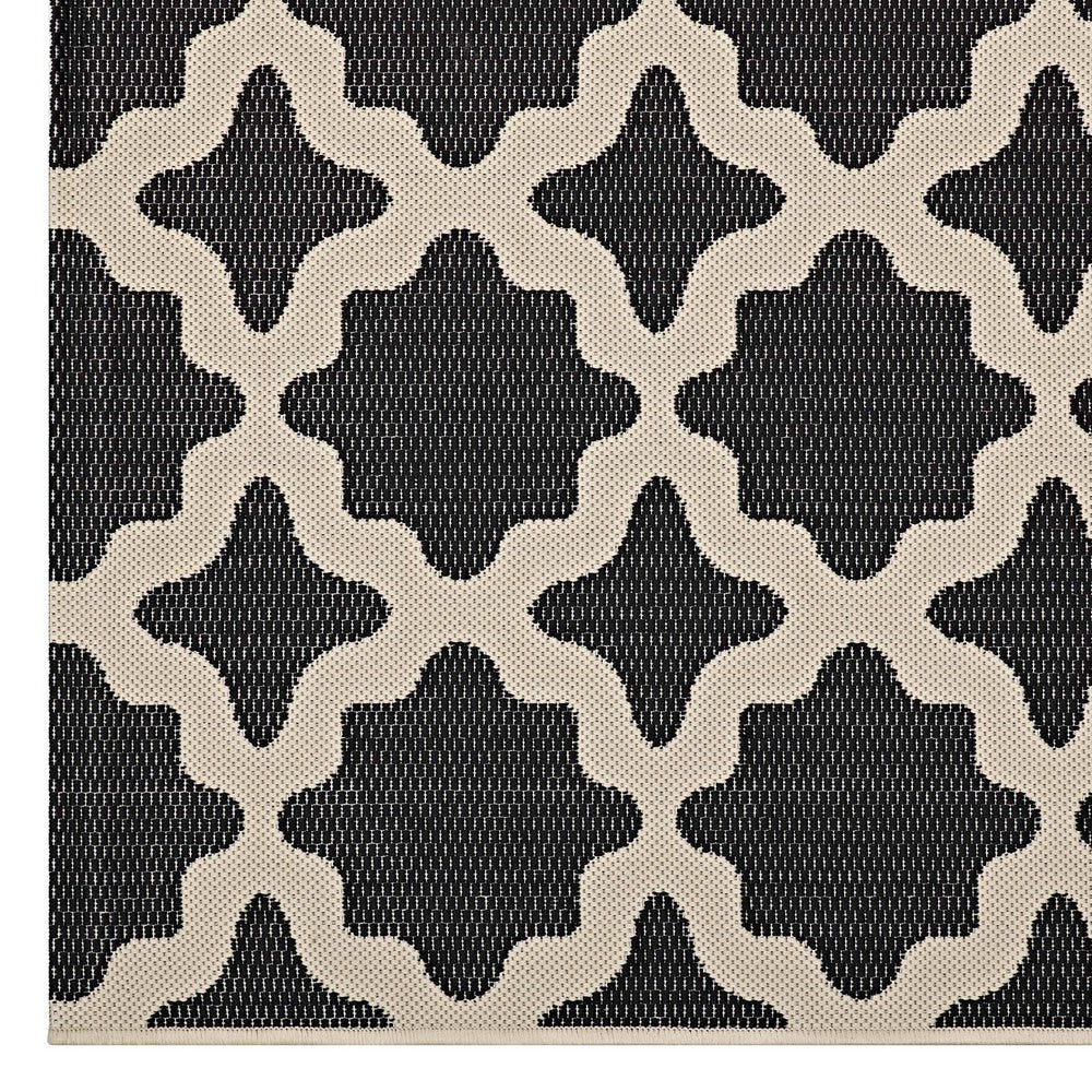 Cerelia Moroccan Trellis Indoor and Outdoor 8x10 Area Rug by Modway| Black