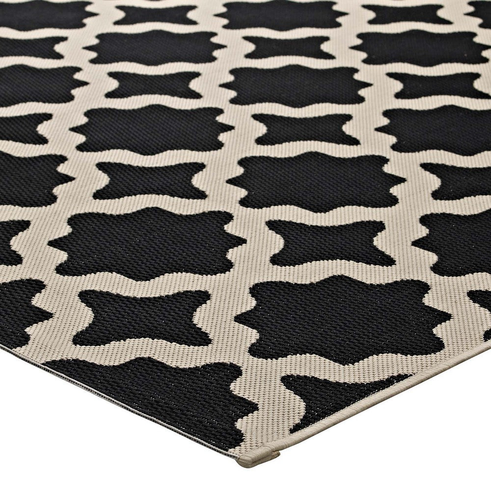 Cerelia Moroccan Trellis Indoor and Outdoor 8x10 Area Rug by Modway| Black
