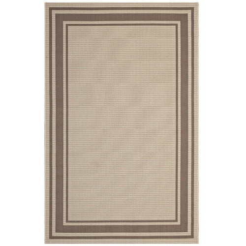 Rim Solid Border Indoor and Outdoor 8x10 Area Rug by Modway| Brown