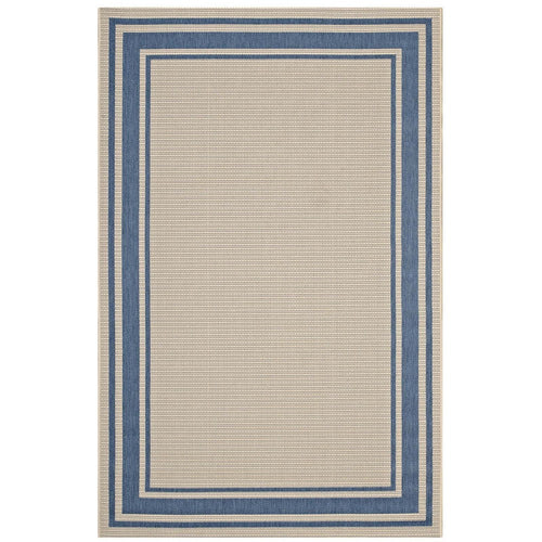 Rim Solid Border Indoor and Outdoor 5x8 Area Rug by Modway| Brown