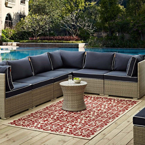 Ariana Vintage Floral Trellis Indoor and Outdoor 5x8 Area Rug by Modway| Red