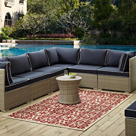 Ariana Vintage Floral Trellis Indoor and Outdoor 5x8 Area Rug by Modway| Red