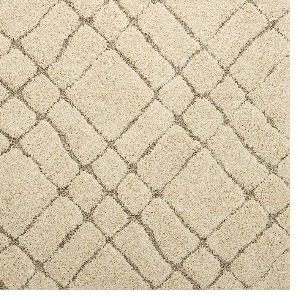 Jubilant Verona Abstract Geometric Shag 5x8 Area Rug by Modway| Brown