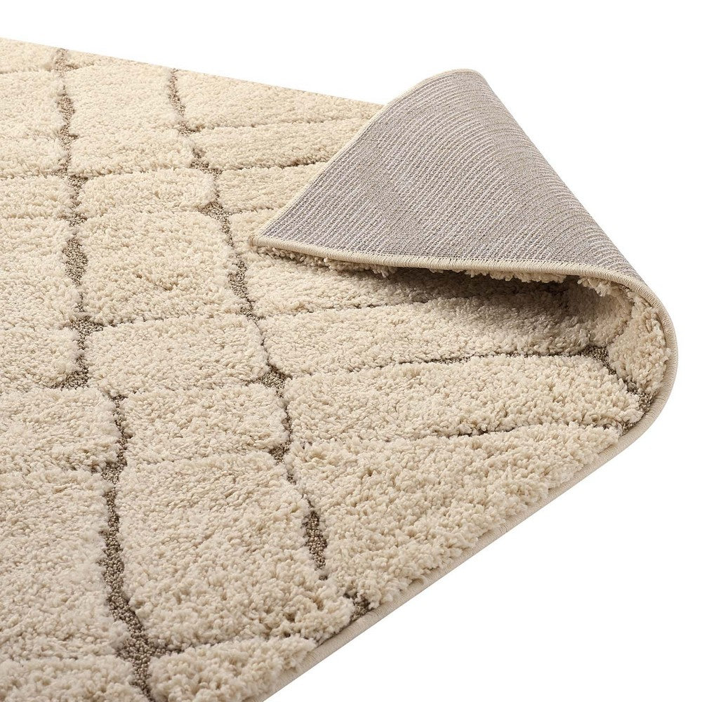 Jubilant Verona Abstract Geometric Shag 5x8 Area Rug by Modway| Brown