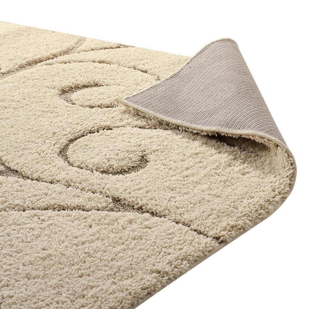 Jubilant Burgeon Scrolling Vine Shag 5x8 Area Rug by Modway| Brown