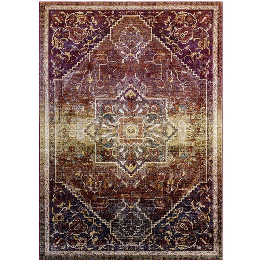 Modway Success Kaede Transitional Distressed Vintage Floral Persian Medallion 4x6 Area Rug |No Shipping Charges
