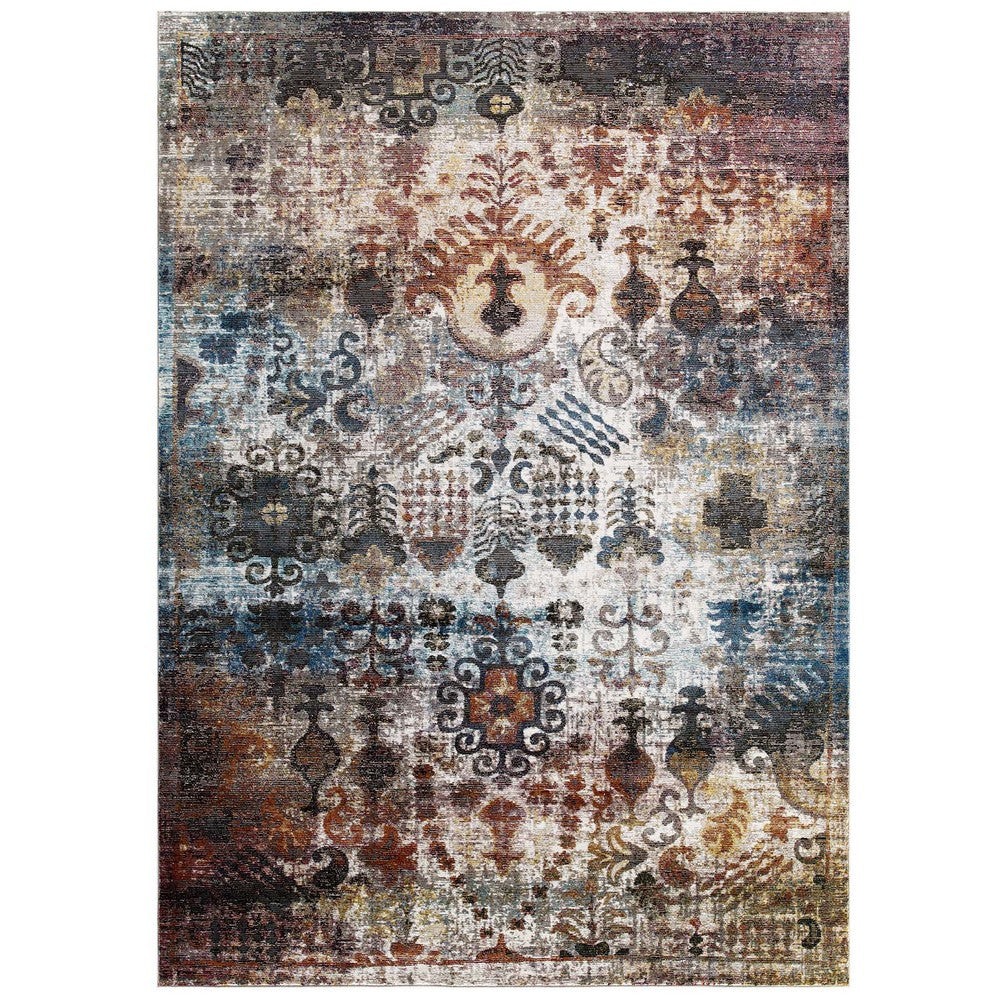 Success Tahira Transitional Distressed Vintage Floral Moroccan Trellis 4x6 Area Rug by Modway| Gray