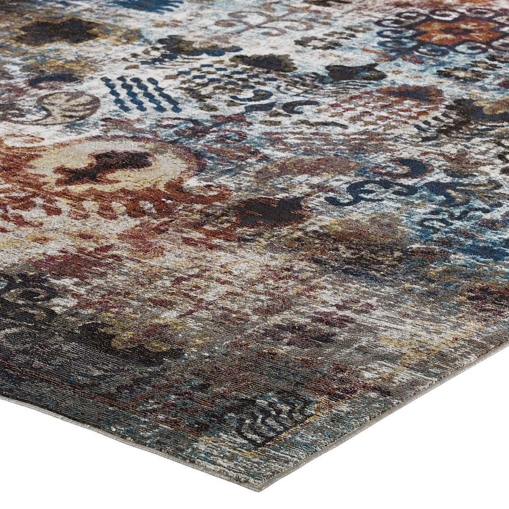 Success Tahira Transitional Distressed Vintage Floral Moroccan Trellis 4x6 Area Rug by Modway| Gray