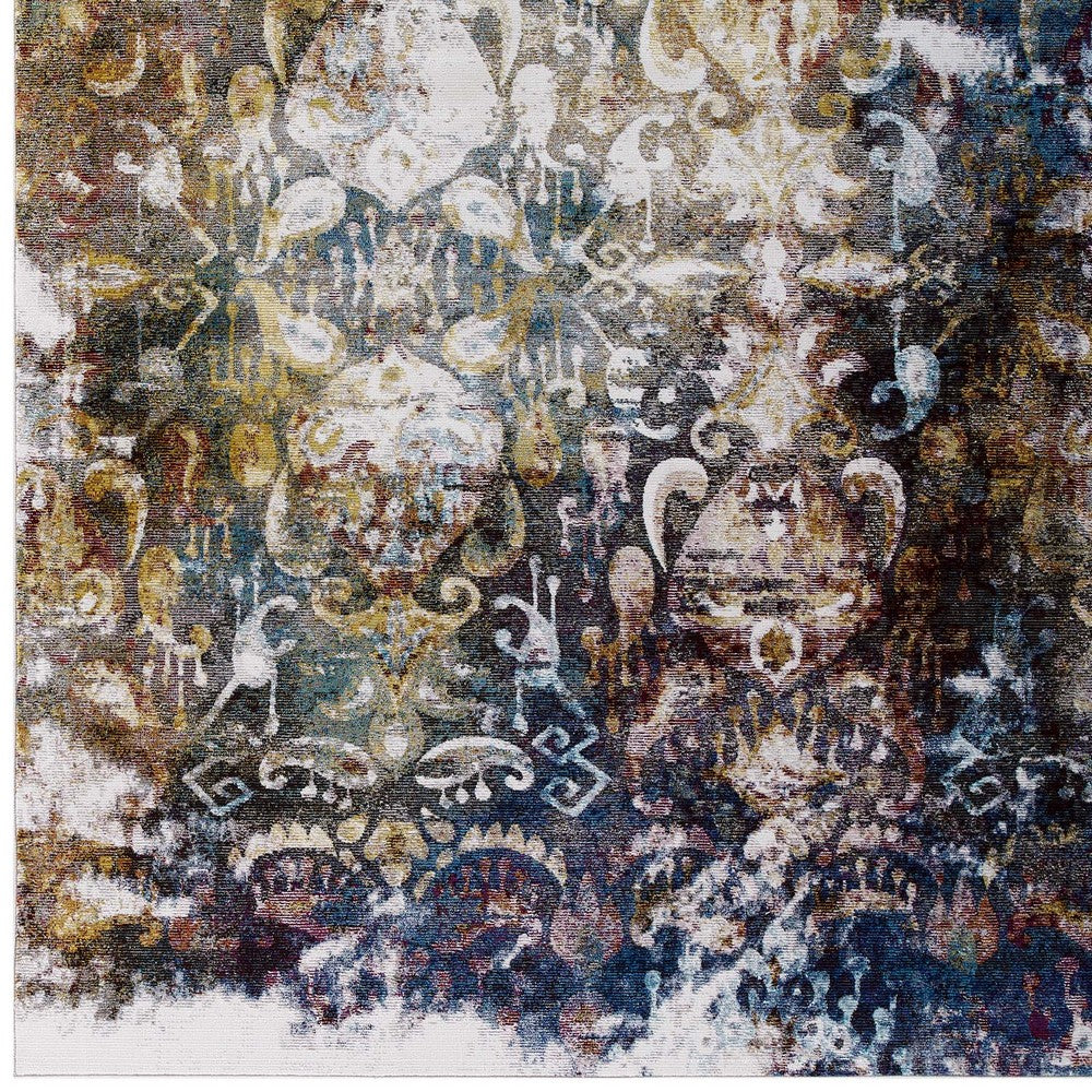 Success Jayla Transitional Distressed Vintage Floral Moroccan Trellis 8x10 Area Rug by Modway| Blue