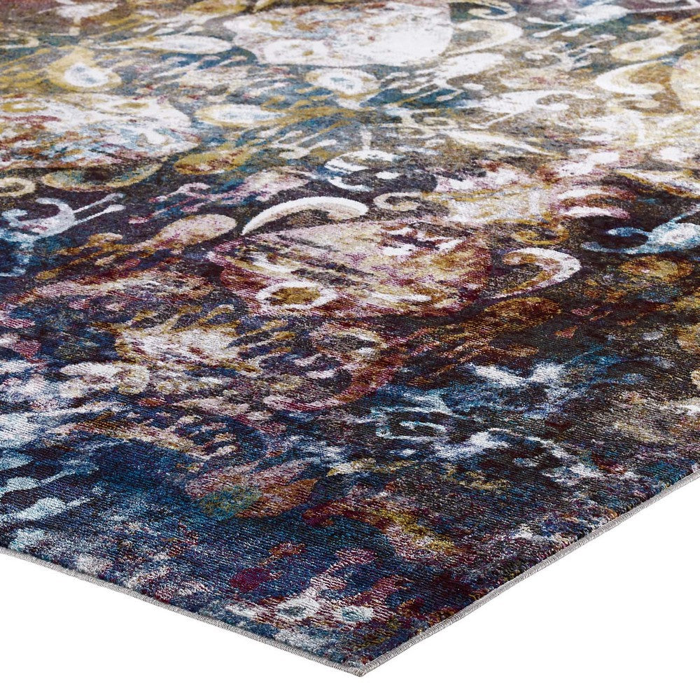 Success Jayla Transitional Distressed Vintage Floral Moroccan Trellis 8x10 Area Rug by Modway| Blue
