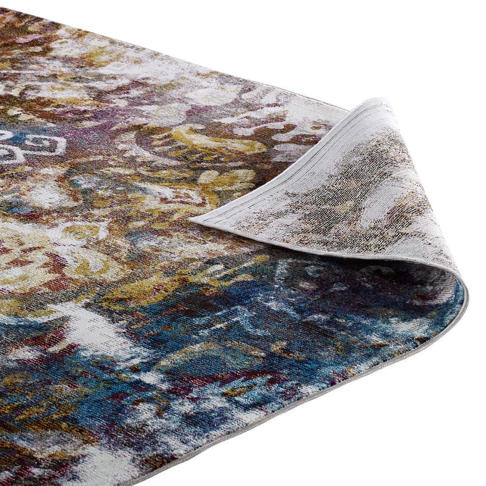 Success Jayla Transitional Distressed Vintage Floral Moroccan Trellis 8x10 Area Rug by Modway| Blue