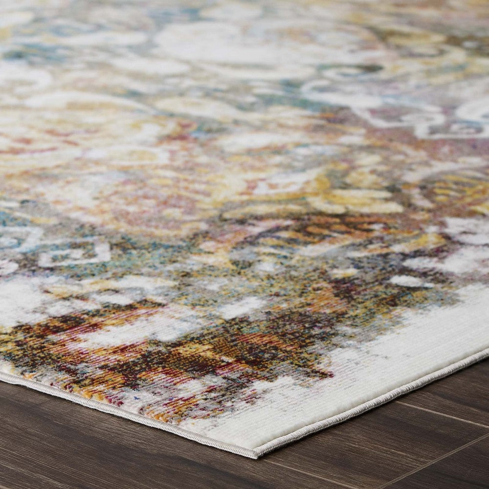 Success Jayla Transitional Distressed Vintage Floral Moroccan Trellis 8x10 Area Rug by Modway| Blue