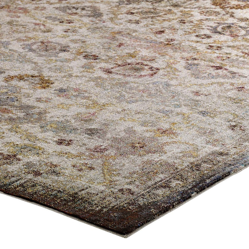 Success Kaede Distressed Vintage Floral Moroccan Trellis 4x6 Area Rug by Modway| Brown