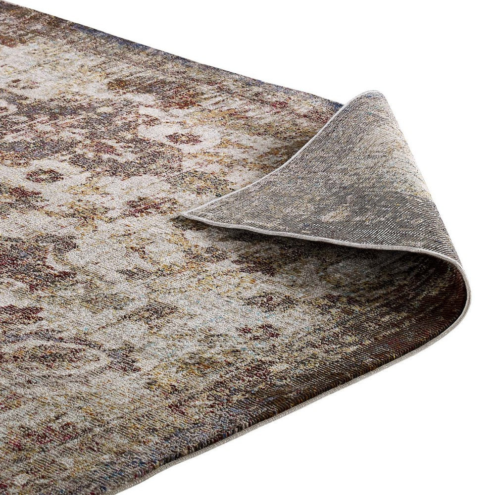 Success Kaede Distressed Vintage Floral Moroccan Trellis 4x6 Area Rug by Modway| Brown