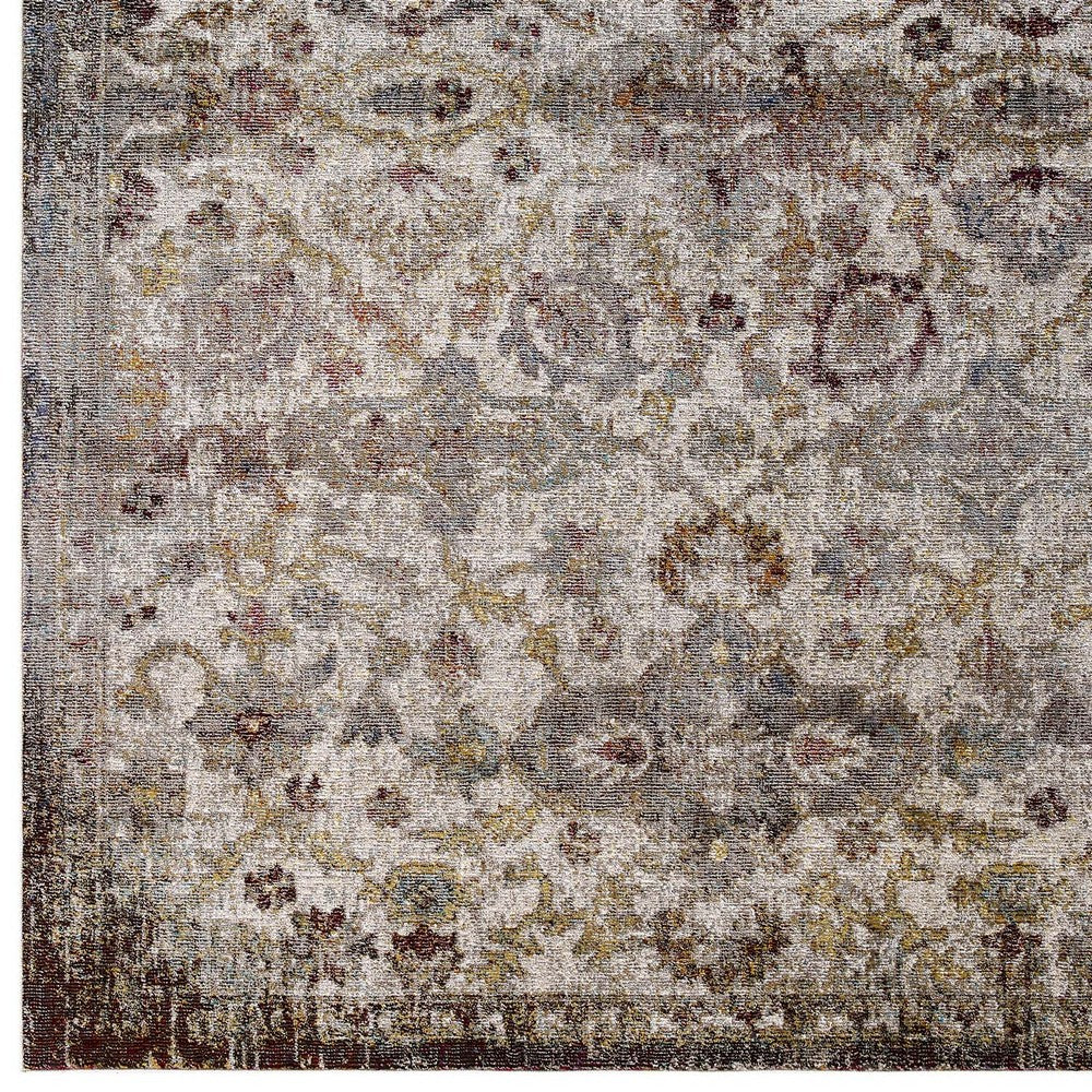 Success Kaede Distressed Vintage Floral Moroccan Trellis 5x8 Area Rug by Modway| Brown