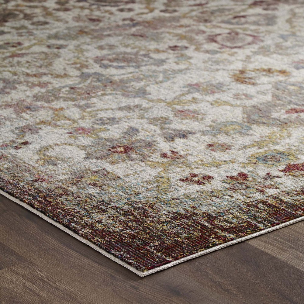 Success Kaede Distressed Vintage Floral Moroccan Trellis 5x8 Area Rug by Modway| Brown